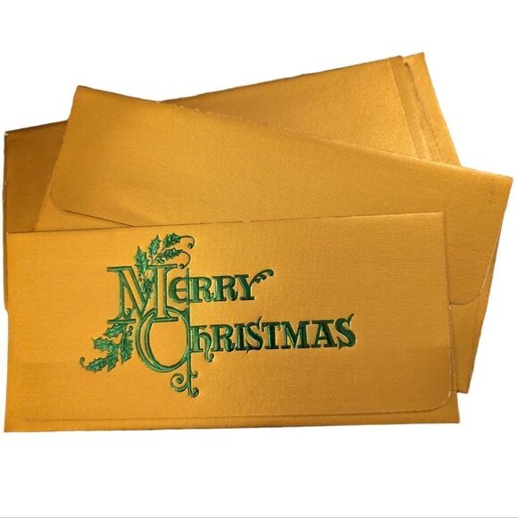 Vintage Gold color embossed Holiday‎ Christmas money holder cards - Picture 1 of 4